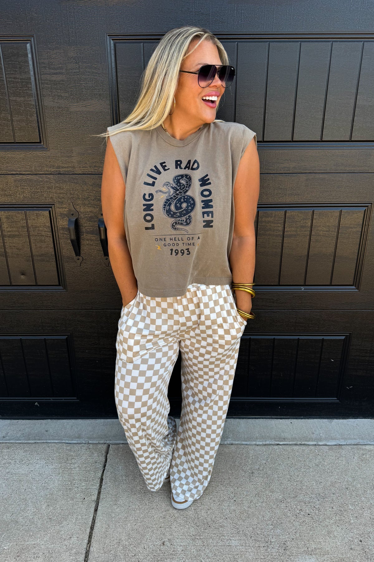 PREORDER: Bold Block Checker Pants - Neutrals ✨ETA WEEK OF 12/2✨