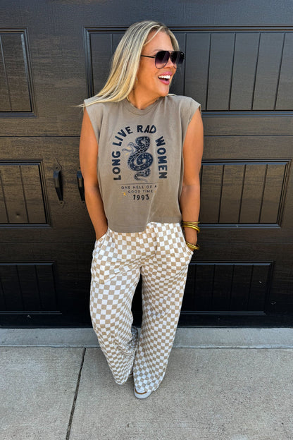 PREORDER: Bold Block Checker Pants - Neutrals ✨ETA WEEK OF 12/2✨