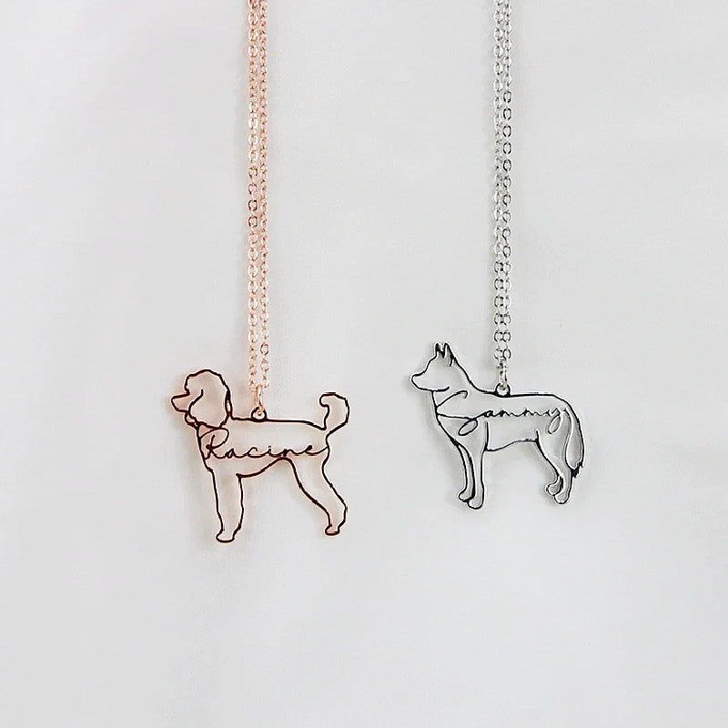 *Preorder: Custom Pet Name and Silhouette Necklace*