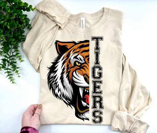 Tigers Half Head Mascot - Custom