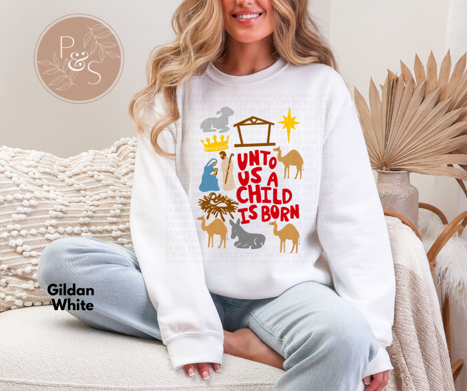 #218 - Unto Us A Child Is Born Doodle - POCKET - DIRECT TO FILM PRINT ONLY