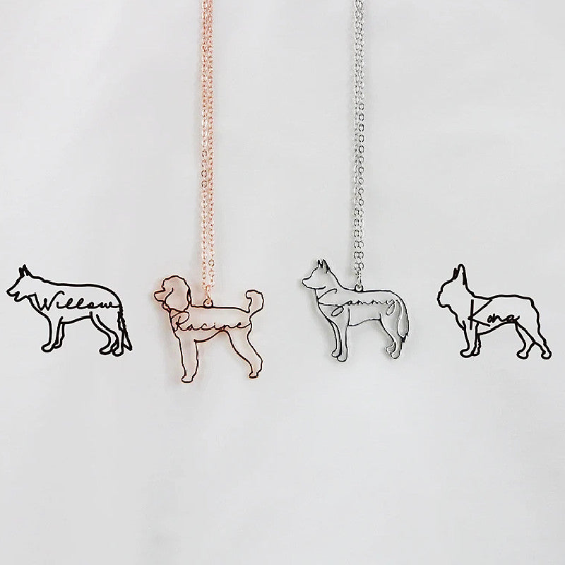 *Preorder: Custom Pet Name and Silhouette Necklace*
