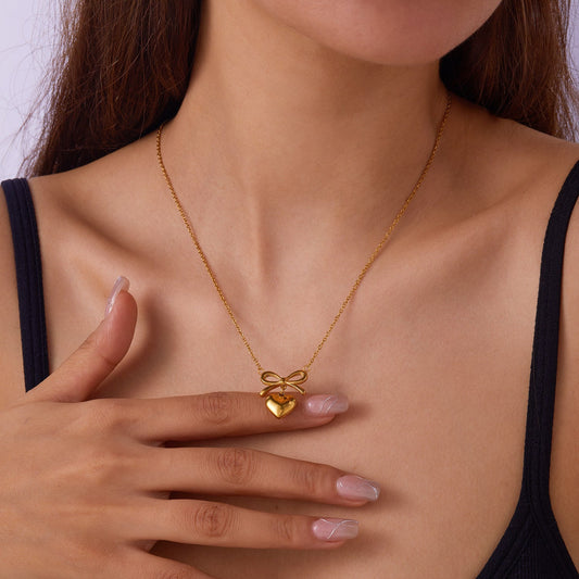 Bow and Heart Necklace