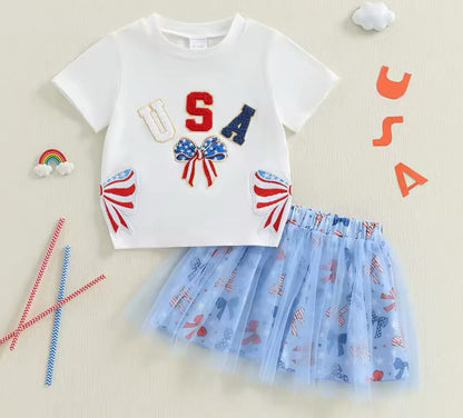 PREORDER: USA Patch Tee and Tulle Skirt Set 5.5.25
