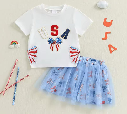 PREORDER: USA Patch Tee and Tulle Skirt Set 5.5.25