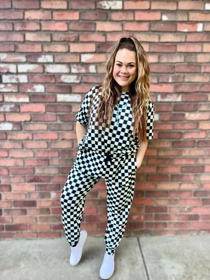 CHECKED IN TURQUOISE