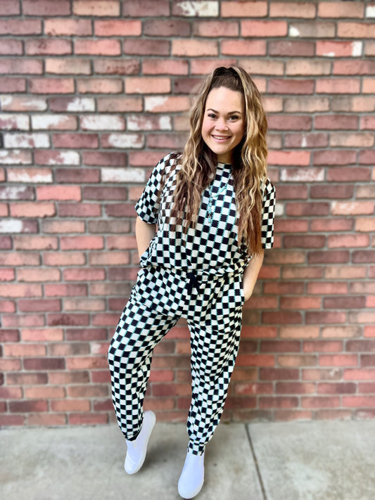 CHECKED IN TURQUOISE