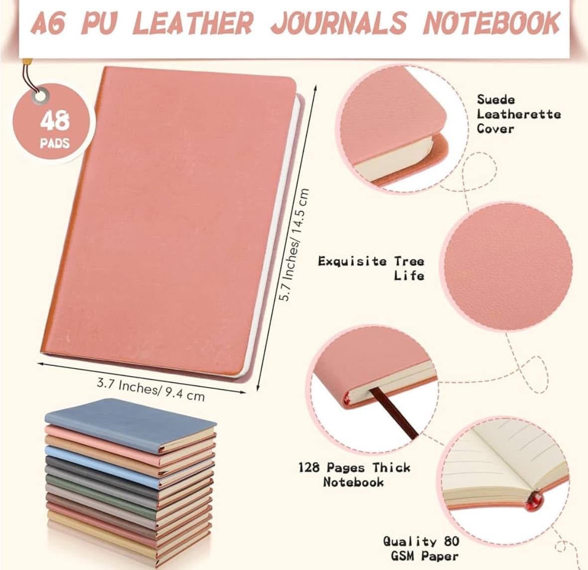 READY TO SHIP: 3.7x5.7” Leather Journal Notebook