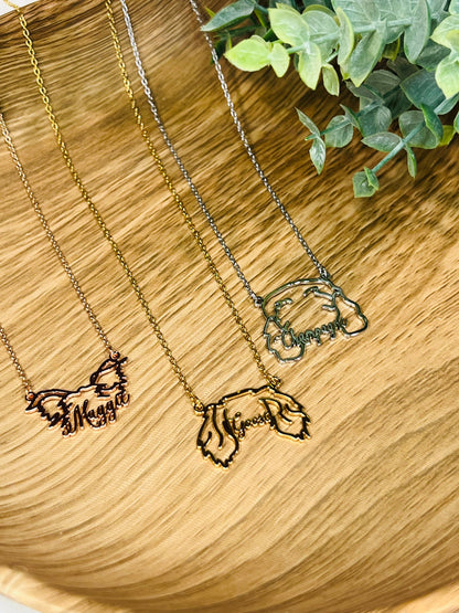 *Preorder: Custom Pet Name and Silhouette Necklace*