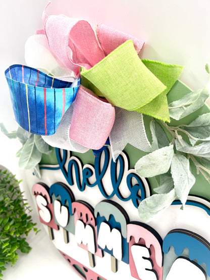 Hello Summer 3D Popsicles - 18” Door Hanger