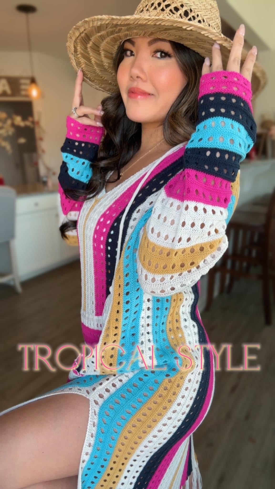 READY TO SHIP: Small, Medium, XL & 2XL - Delilah Boho Cover-Up - Tropical Style