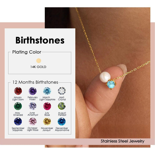 Preorder: Pearl and Birthstone Necklace