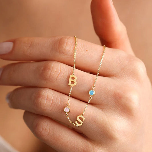 Preorder: Personalized Birthstone & Initial Necklace