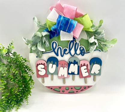 Hello Summer 3D Popsicles - 18” Door Hanger