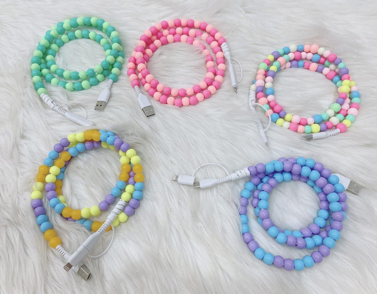 4 in 1 Colorful Beaded Dual Fast Charger