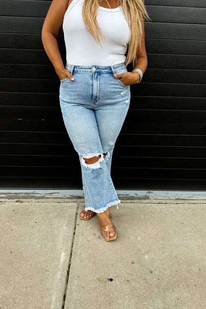 READY TO SHIP: 4X - Lucy Distressed Crop Jean