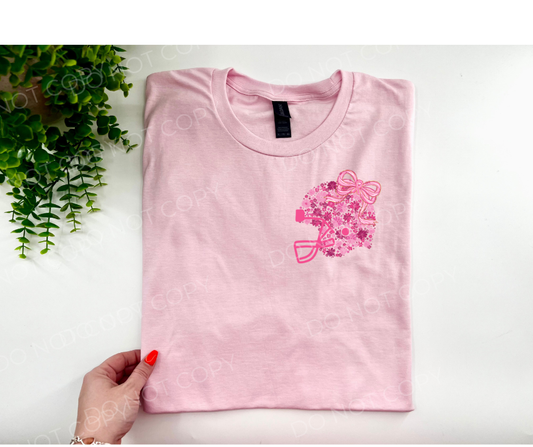 #85 - Pink Out Floral Football Helmet - POCKET - DIRECT TO FILM PRINT ONLY