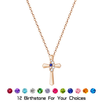 Preorder: Custom Birthstone Cross Necklace