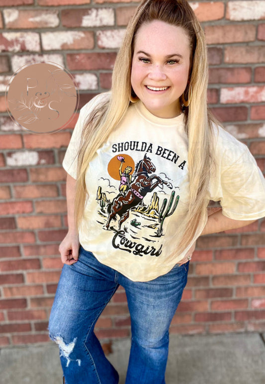 READY TO SHIP: XL - Shoulda Been A Cowgirl - Comfort Colors Tshirt