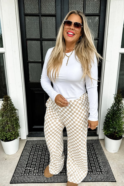 PREORDER: Bold Block Checker Pants - Neutrals ✨ETA WEEK OF 12/2✨