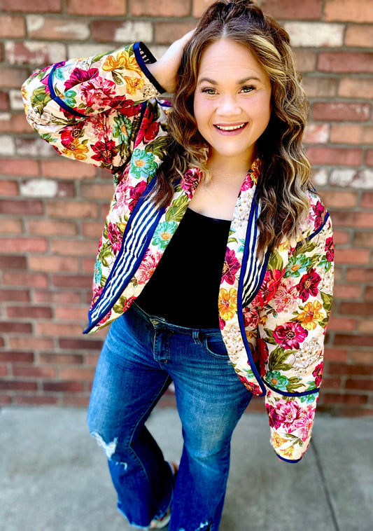 READY TO SHIP: L/XL - Mae Floral Quilted Jacket