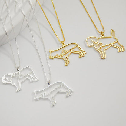 *Preorder: Custom Pet Name and Silhouette Necklace*