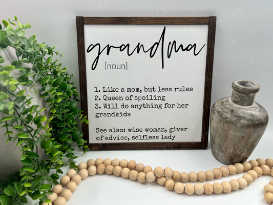 Grandma Definition - Wood Sign