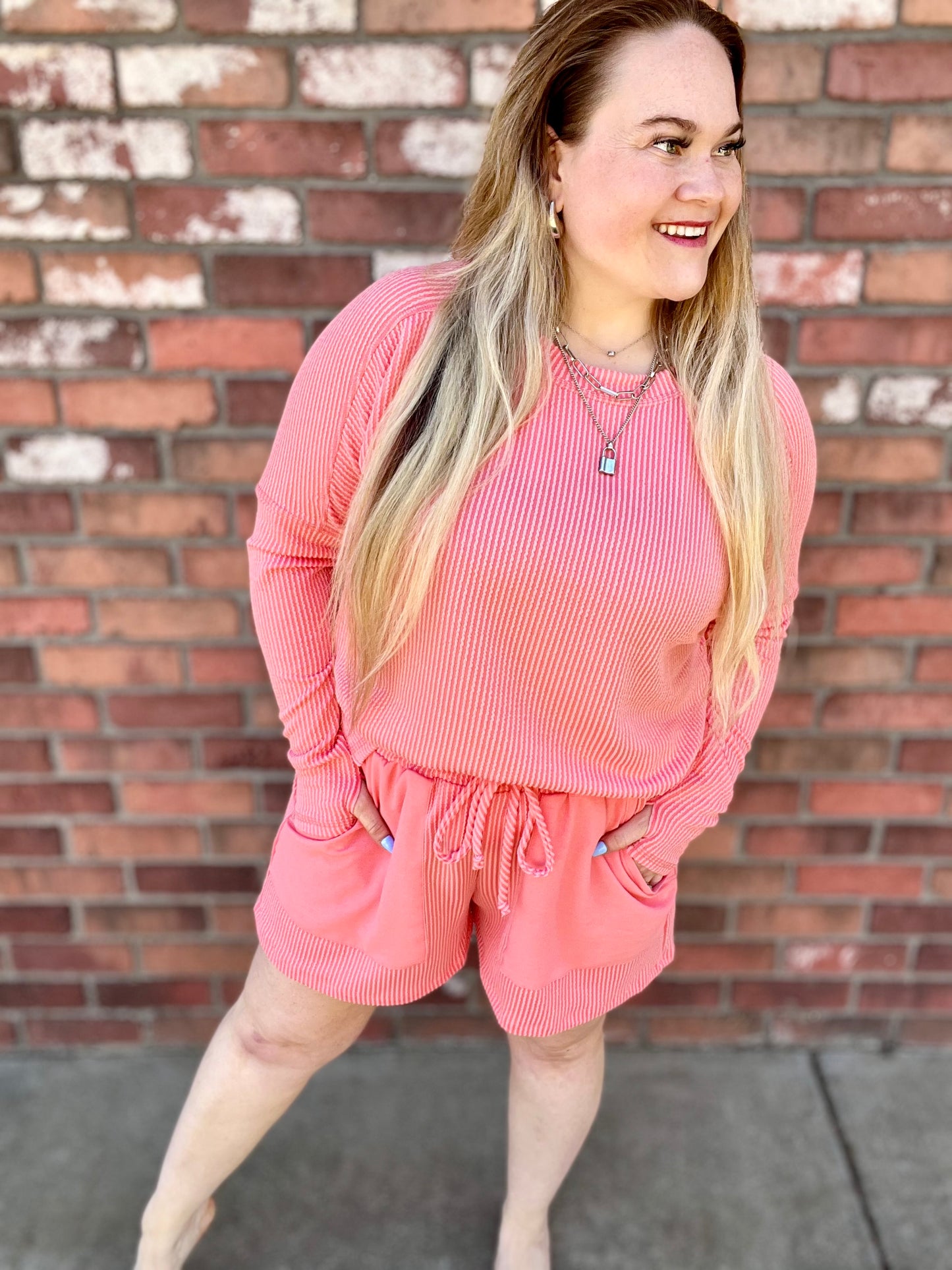 READY TO SHIP: L/XL - Brentley Coral Lounge Set
