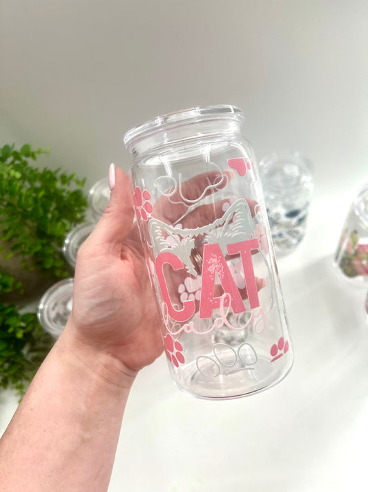 READY TO SHIP: Cat Lady 12 oz Plastic Cup **comes with straw