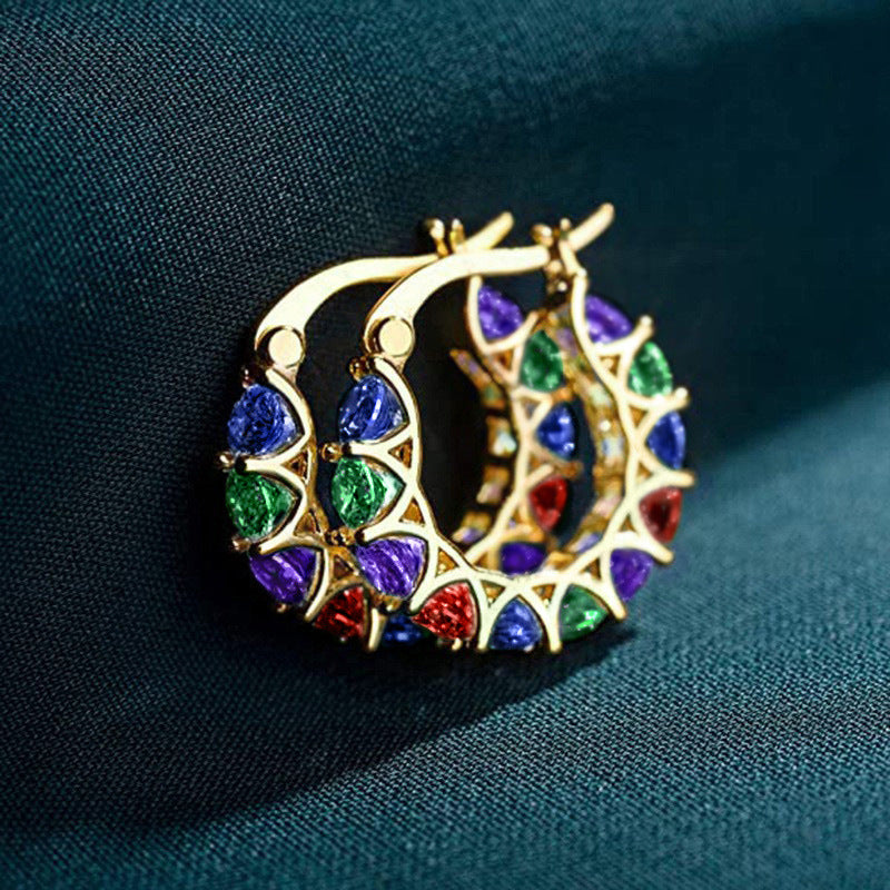 Preorder: Multi- Color Zircon Hoop Earrings