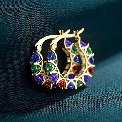 Preorder: Multi- Color Zircon Hoop Earrings