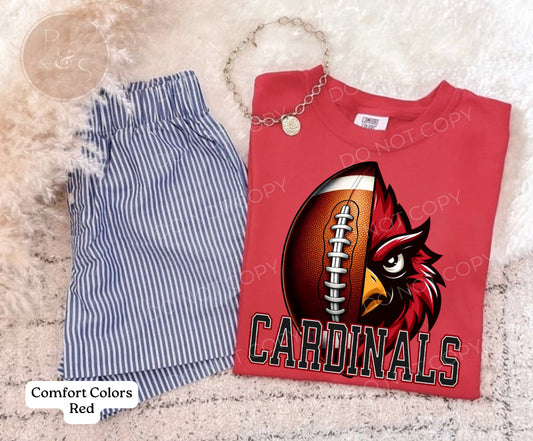 Cardinals Mascot Head with Football - Custom
