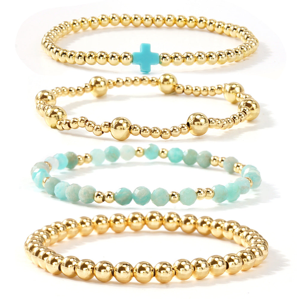 Preorder: Beaded Cross Stretch Bracelet Stack