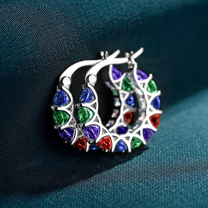Preorder: Multi- Color Zircon Hoop Earrings