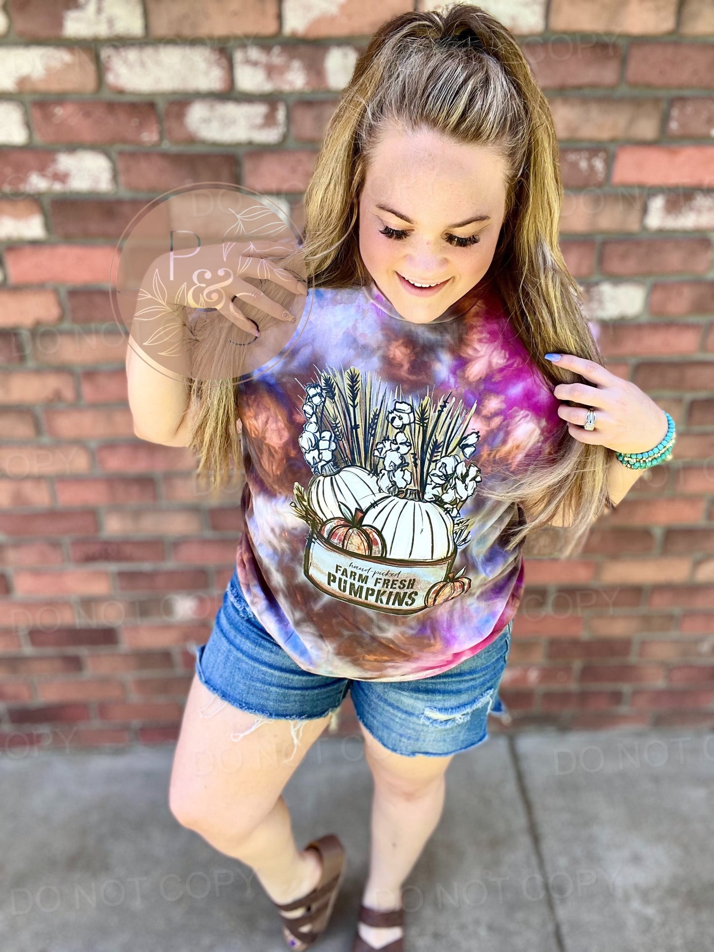 READY TO SHIP: Small & 2XL - Hand Picked Farm Fresh Pumpkins - Ice Dyed Tshirt