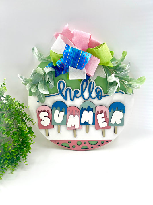 Hello Summer 3D Popsicles - Door Hanger