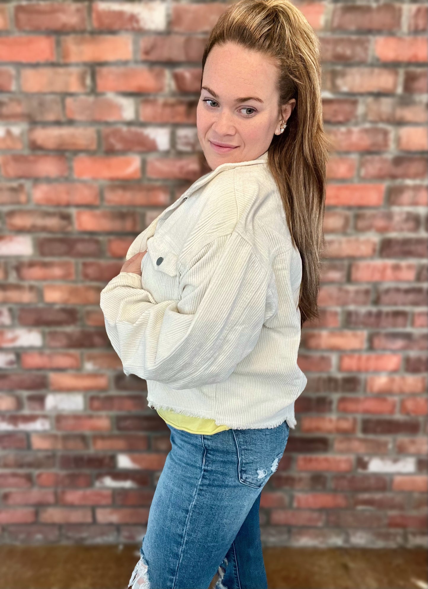 Kelsey’s Closet: XL - White Cropped Shacket