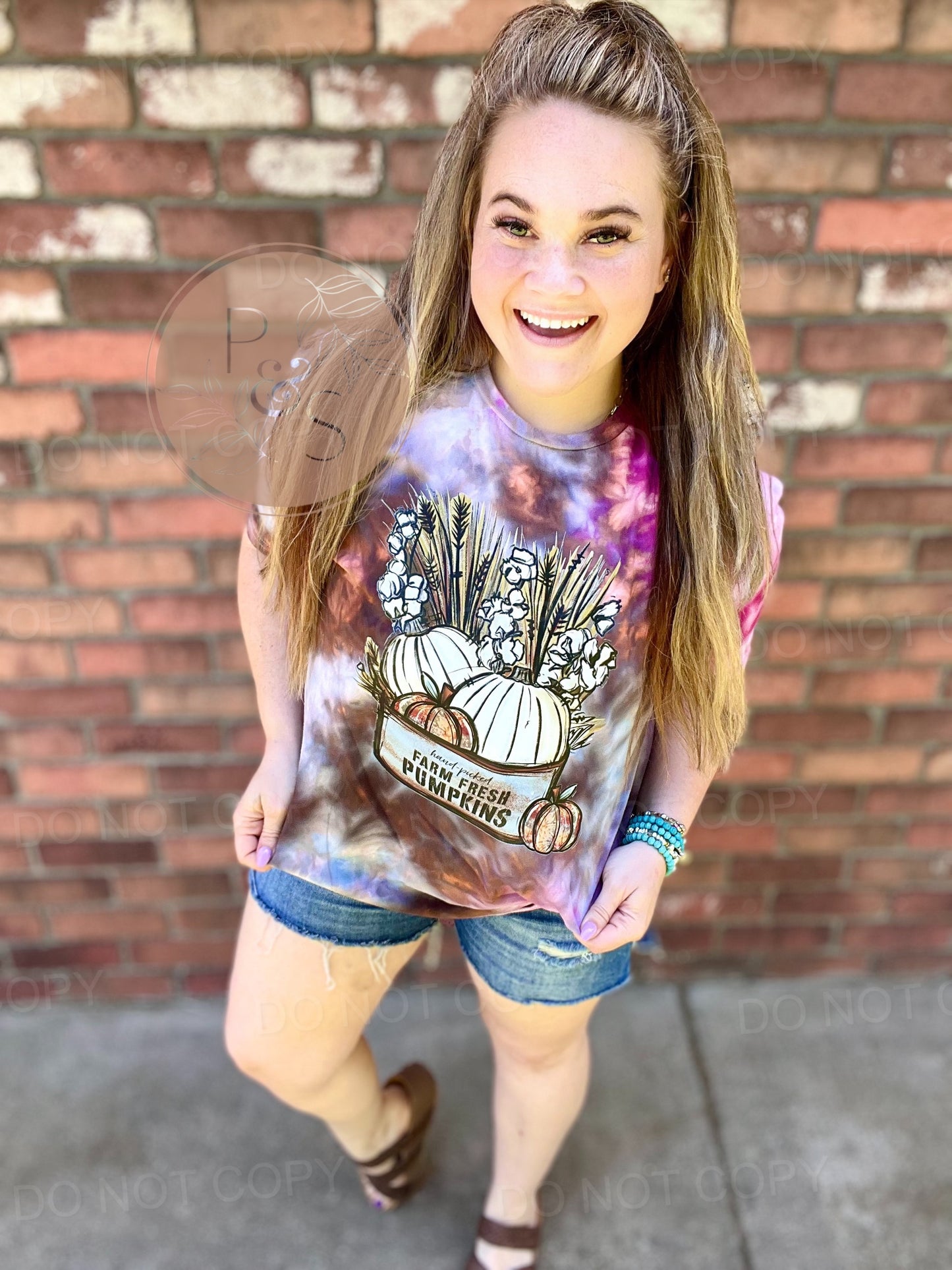 READY TO SHIP: Small & 2XL - Hand Picked Farm Fresh Pumpkins - Ice Dyed Tshirt