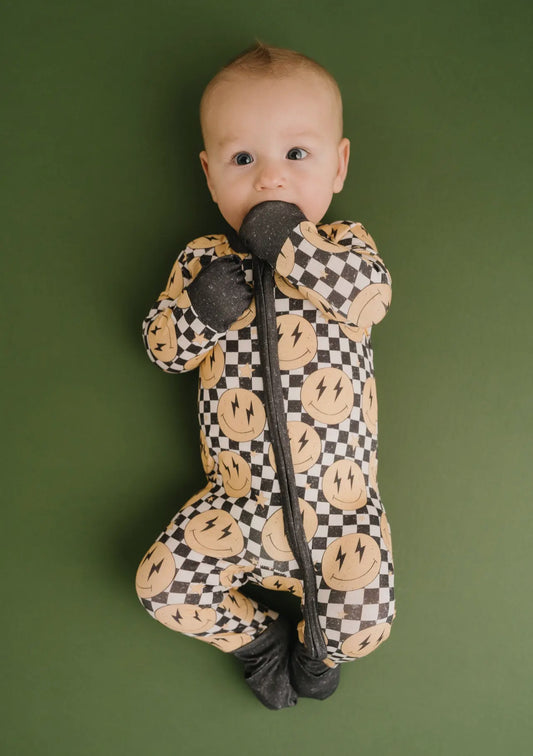 READY TO SHIP: 3-6 MONTH - Lightening Checkered Bamboo Sleeper - Little One Shop Co
