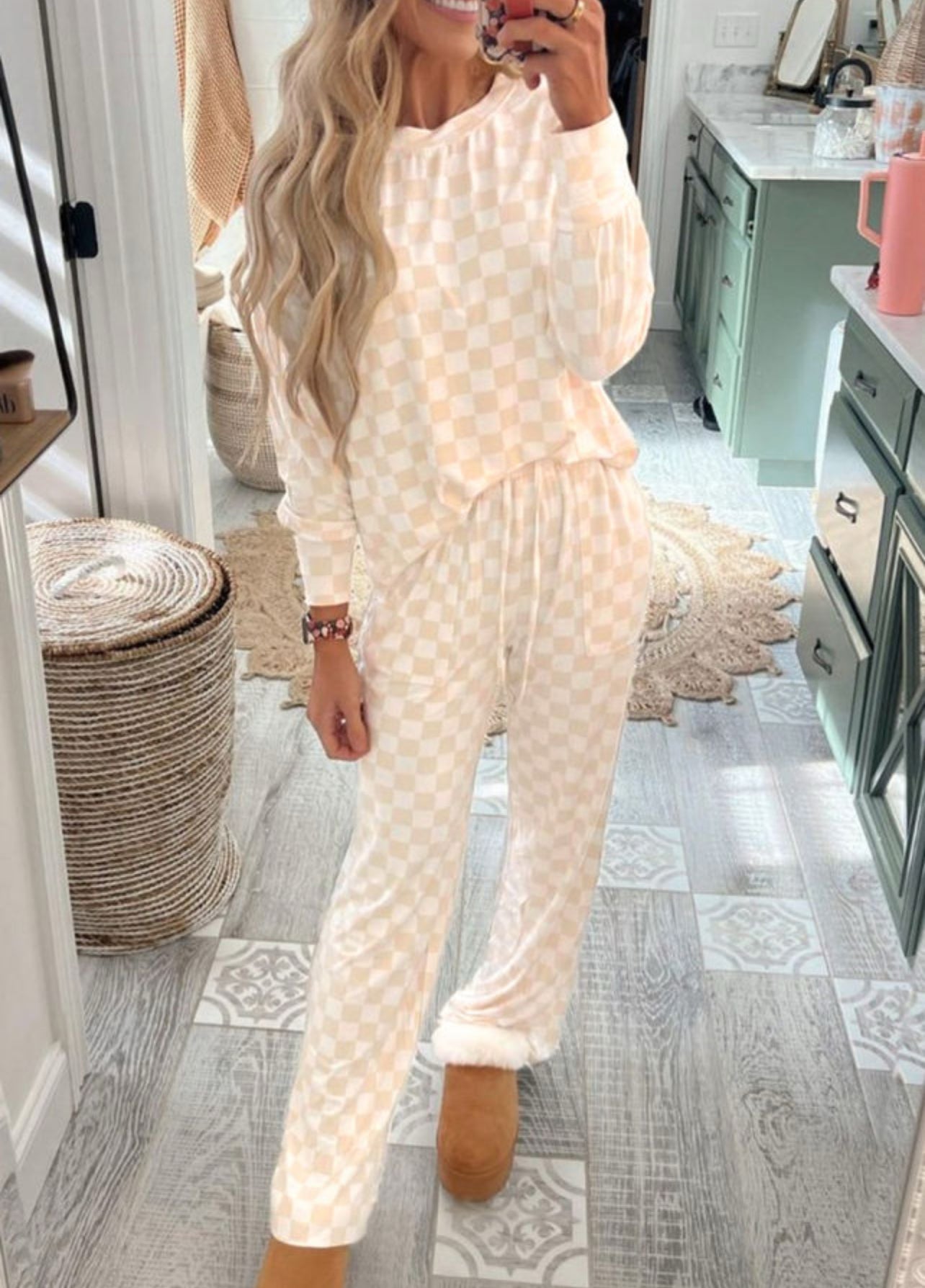 READY TO SHIP: Medium - Neutral Checked Set