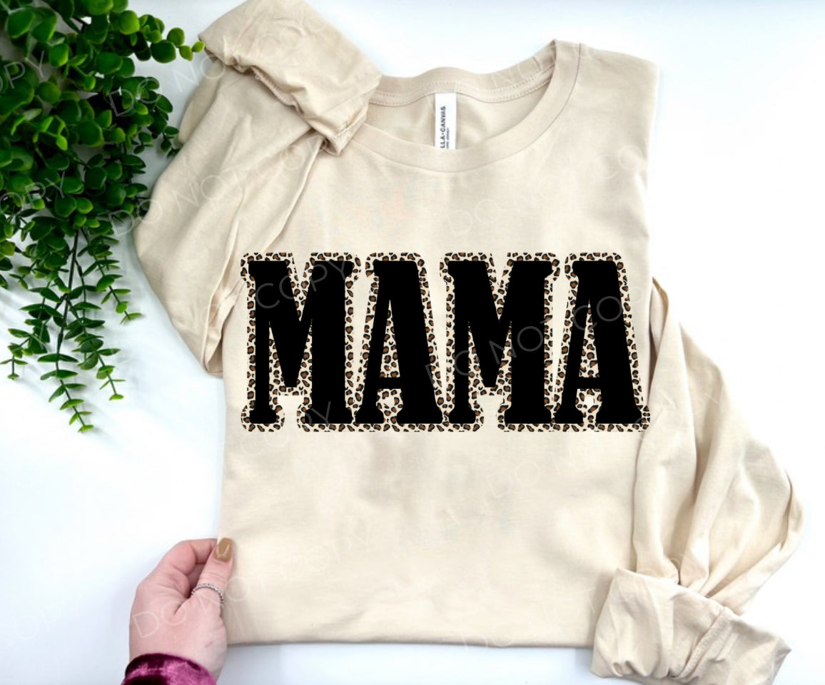 #116 - Mama Black Leopard Outline - DIRECT TO FILM PRINT ONLY