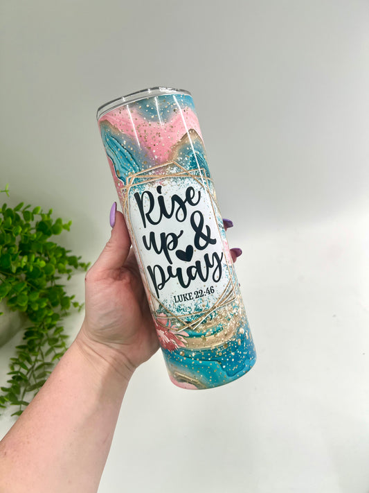 READY TO SHIP: Rise Up And Pray Tumbler 20 oz - CHIPPED ON LID