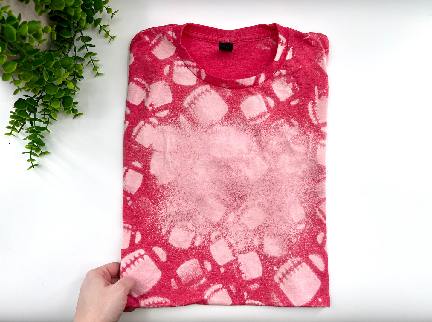XL - Heather Red Football Bleached Tshirt - Gildan Softstyle