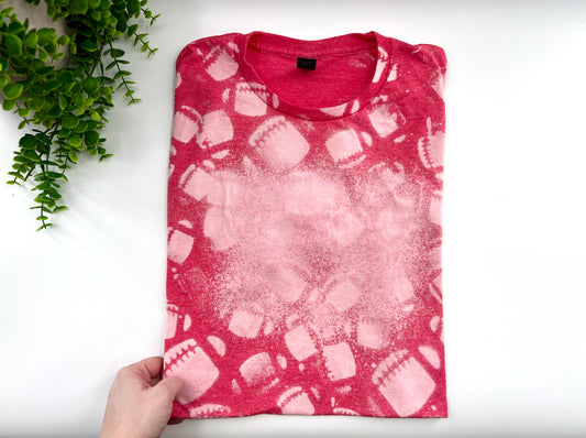 MEDIUM - Heather Red Football Bleached Tshirt - Gildan Softstyle