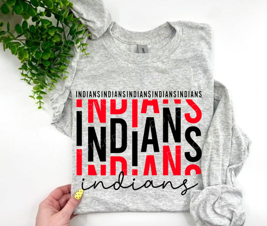 Indians Stacked Black & Red - Custom