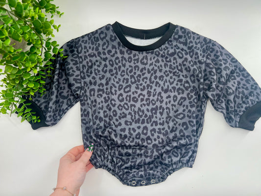 12-18 Months - Black Leopard Bubble Romper