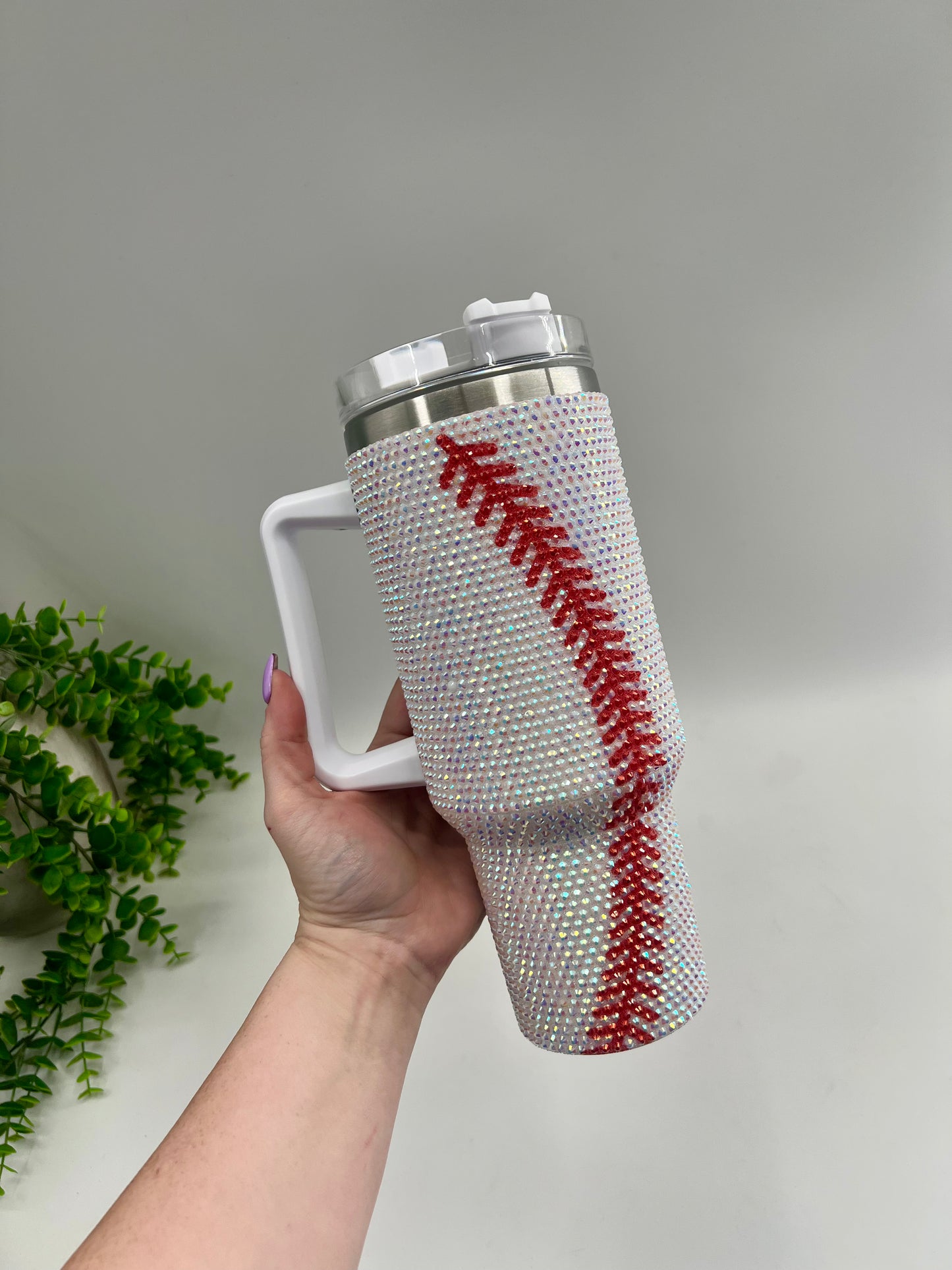 READY TO SHIP: Rhinestone Baseball 40 oz Tumbler
