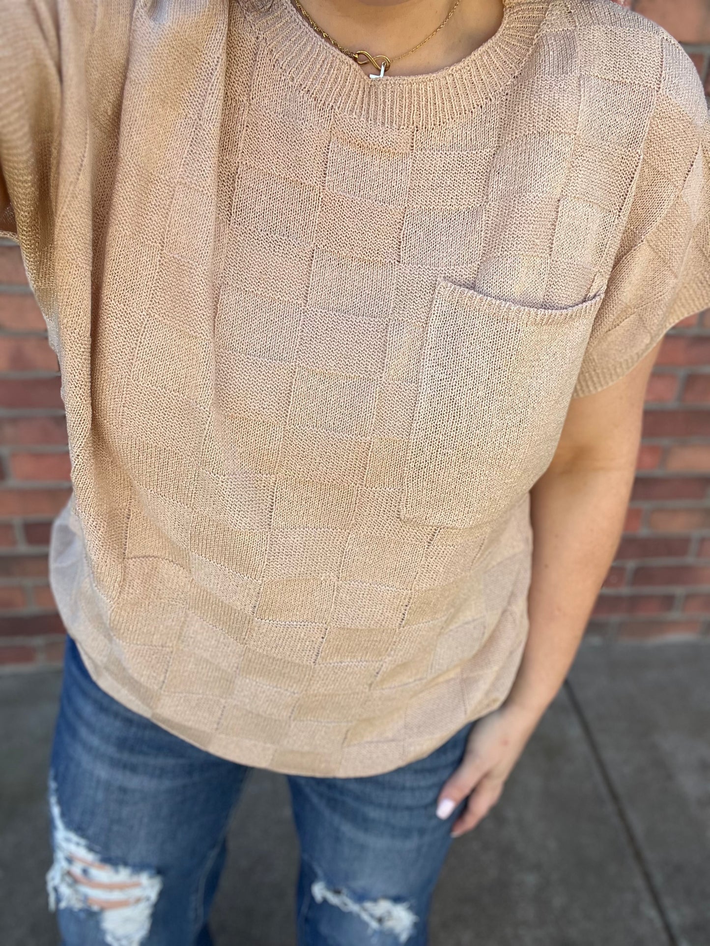 Kelsey’s Closet: XL - Cream/Light Brown Knit Top