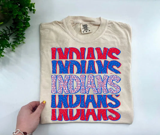 Indians Stacked Blue & Red - Custom