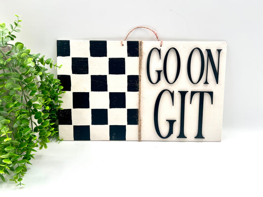 READY TO SHIP: Go On Git 18” White Wash Door Hanger